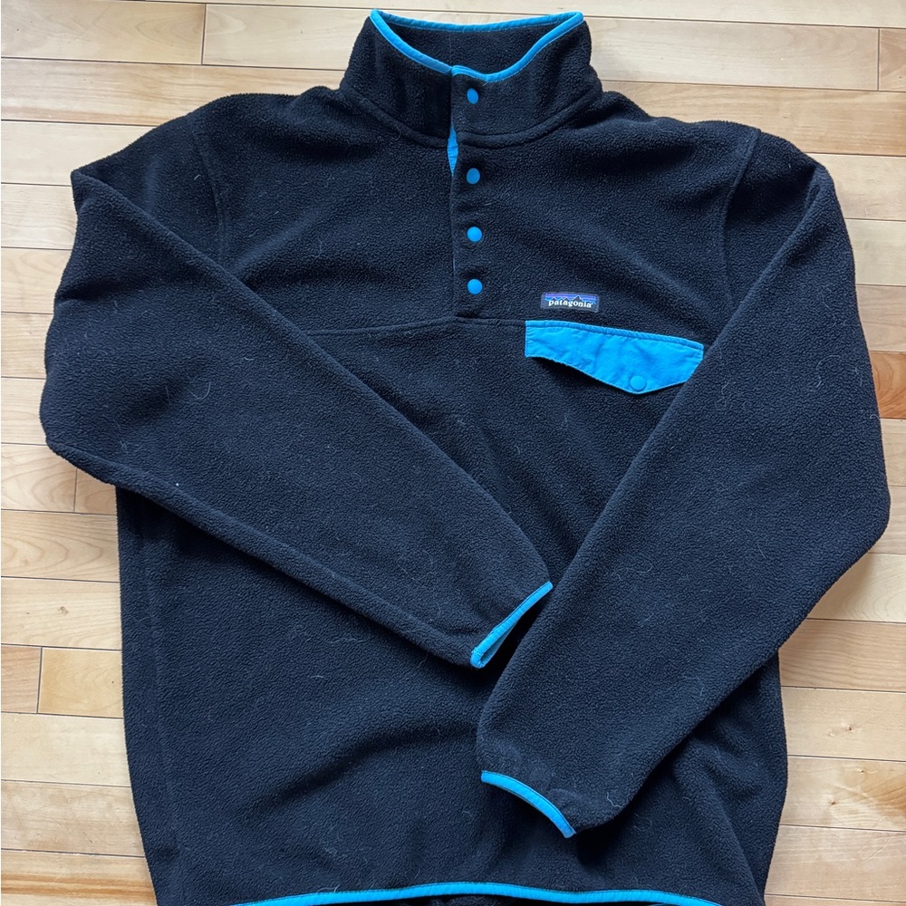 Patagonia Synchilla Fleece Pullover Black and Teal Large